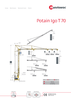 Tower Cranes - Trolley Boom - Bottom-slewing Potain IGO T 70