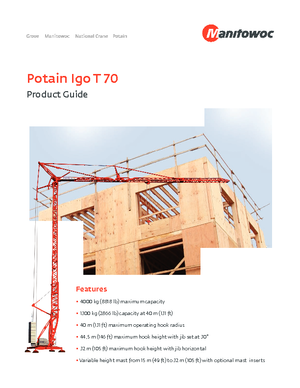 Tower Cranes - Trolley Boom - Bottom-slewing Potain IGO T 70