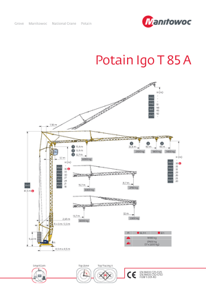 Tower Cranes - Trolley Boom - Bottom-slewing Potain IGO T 85