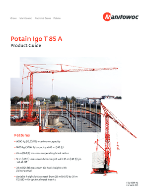 Tower Cranes - Trolley Boom - Bottom-slewing Potain IGO T 85