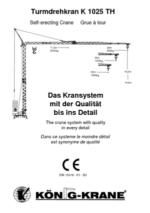Tower Cranes - Trolley Boom - Bottom-slewing König K 1025 TH
