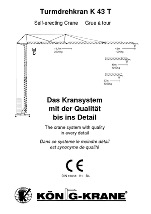 Tower Cranes - Trolley Boom - Bottom-slewing König K 43 T (2,3m)