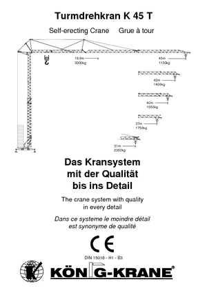 Tower Cranes - Trolley Boom - Bottom-slewing König K 45 T