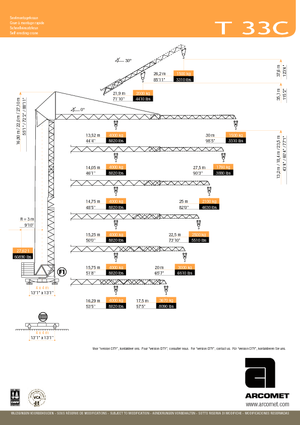 Tower Cranes - Trolley Boom - Bottom-slewing Arcomet T 33 C