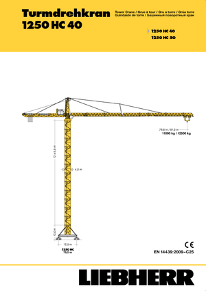 Tower Cranes - Trolley Boom - Top-slewing Liebherr 1250 HC 40