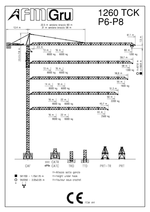 Tower Cranes - Trolley Boom - Top-slewing FM-Gru 1260 TCK P6