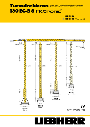 Kule vinçleri - tramvay bomu - üstten dönüş Liebherr 130 EC-B 8 FR.tronic