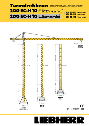 Kule vinçleri - tramvay bomu - üstten dönüş Liebherr 200 EC-H 10 FR.tronic