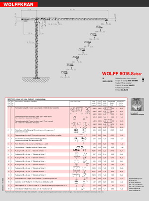 Tower Cranes - Trolley Boom - Top-slewing Wolffkran 6015.8 clear