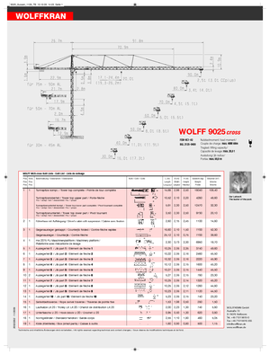 Kule vinçleri - tramvay bomu - üstten dönüş Wolffkran 9025 cross