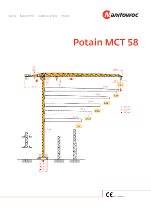 Kule vinçleri - tramvay bomu - üstten dönüş Potain MCT 58-3 t
