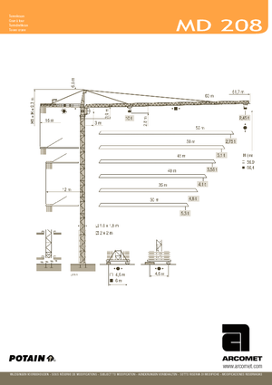 Tower Cranes - Trolley Boom - Top-slewing Potain MD 208