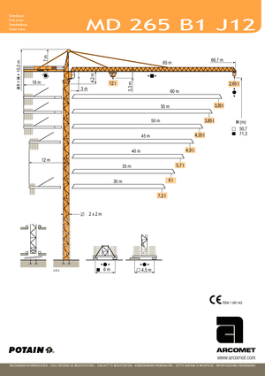 Tower Cranes - Trolley Boom - Top-slewing Potain MD 265 B1 J12