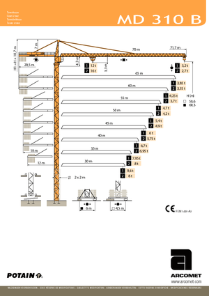 Tower Cranes - Trolley Boom - Top-slewing Potain MD 310 B