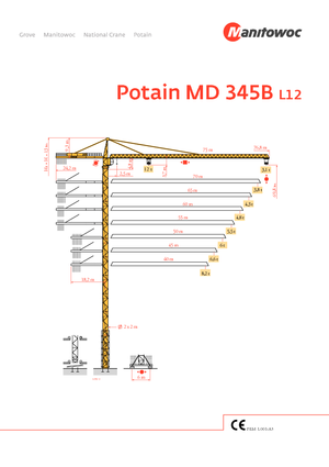 Tower Cranes - Trolley Boom - Top-slewing Potain MD 345 B-L12