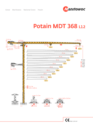 Tower Cranes - Trolley Boom - Top-slewing Potain MDT 368 L12