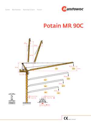 Kule vinçleri - tramvay bomu - üstten dönüş Potain MR 160 C