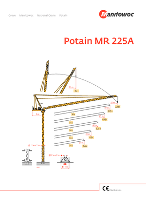 Kule vinçleri - tramvay bomu - üstten dönüş Potain MR 225 A