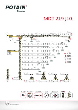 Tower Cranes - Trolley Boom - Top-slewing Potain MDT 219 J10