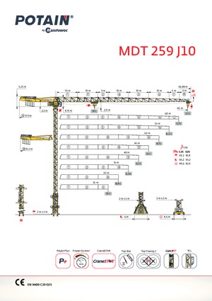 Tower Cranes - Trolley Boom - Top-slewing Potain MDT 259 J10