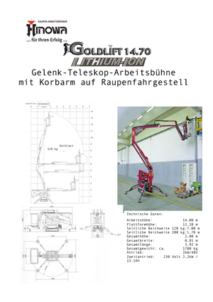 Paletli Mafsall Bomlu Asansörler Hinowa Goldlift 14.70 IIIS