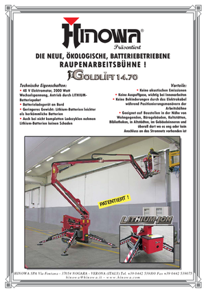 Paletli Mafsall Bomlu Asansörler Hinowa Goldlift 14.70 IIIS