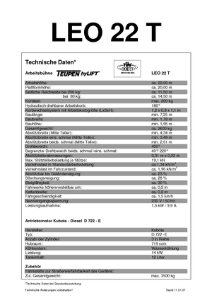 Paletli Teleskopik Bomlu Vinçler TEUPEN Leo 22 T