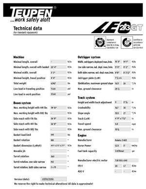 Crawler Articulating Boom Lifts TEUPEN LEO23GT 