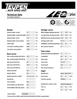 Paletli Teleskopik Bomlu Vinçler TEUPEN LEO25Tplus