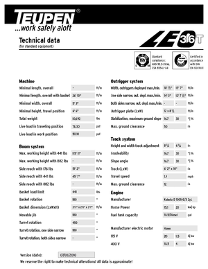 Crawler Telescopic Boom Lifts TEUPEN LEO36T