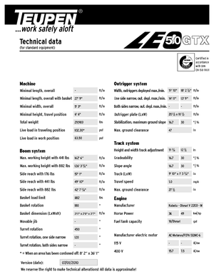 Paletli Mafsall Bomlu Asansörler TEUPEN LEO50GTX