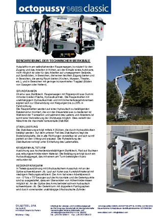 Crawler Articulating Boom Lifts Oil & Steel Octopussy 1402 Classic