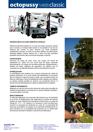 Crawler Articulating Boom Lifts Oil & Steel Octopussy 1402 Classic