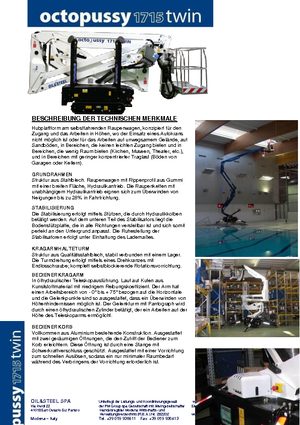 Crawler Articulating Boom Lifts Oil & Steel Octopussy 1715 Twin