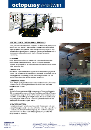 Crawler Articulating Boom Lifts Oil & Steel Octopussy 1715 Twin