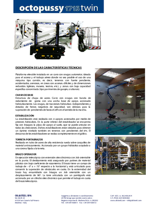 Crawler Articulating Boom Lifts Oil & Steel Octopussy 1715 Twin