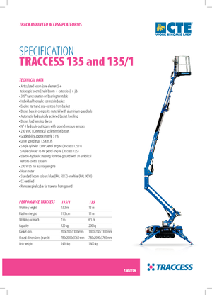 Paletli Mafsall Bomlu Asansörler CTE Traccess 135-1