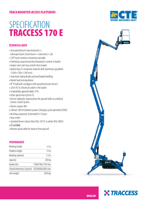 Crawler Articulating Boom Lifts CTE Traccess 170 E