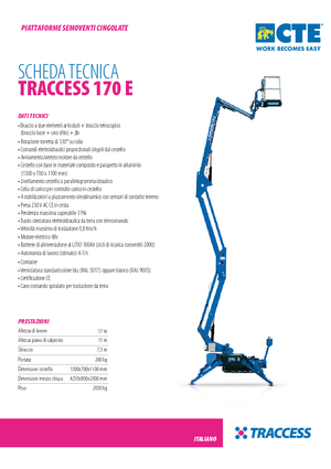 Crawler Articulating Boom Lifts CTE Traccess 170 E
