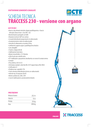 Crawler Articulating Boom Lifts CTE Traccess 230 con argano