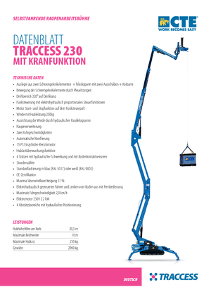 Crawler Articulating Boom Lifts CTE Traccess 230 con argano