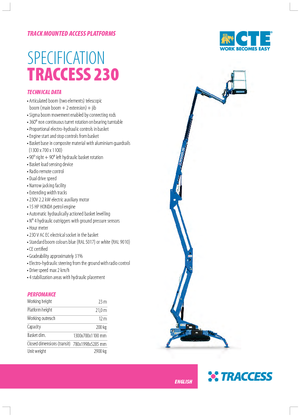 Crawler Articulating Boom Lifts CTE Traccess 230