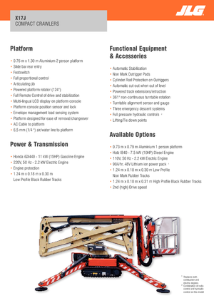 Crawler Articulating Boom Lifts JLG X17J Plus