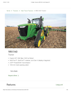 Paletli traktörler John Deere 9RX 540