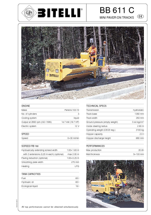 Tracked Asphalt Pavers Bitelli BB 611 C-RB 160