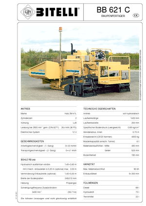Tracked Asphalt Pavers Bitelli BB 621 C-RB 260