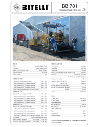 Tracked Asphalt Pavers Bitelli BB 781 RB 4700 E