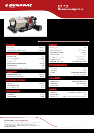 Paletli asfalt zemin kaldırıcıları Dynapac D17C