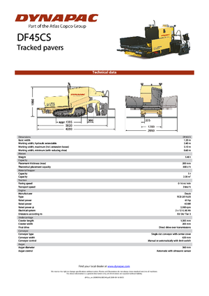 Tracked Asphalt Pavers Dynapac DF 45 CS