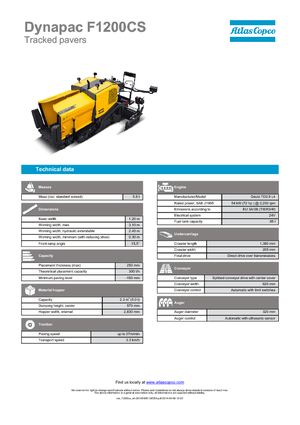 Tracked Asphalt Pavers Dynapac F 1200 CS